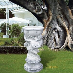 Portavaso Amore e Psiche portavaso arredo da giardino graniglia di marmo di carrara