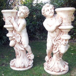 Coppia portavaso Grazioso (grande)- arredo da giardino in pietra ricomposta