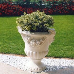 Vaso Rose-arredo da giardino in graniglia di marmo di carrara