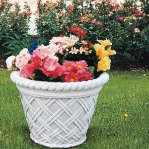 Vaso Cesto Classico- arredo da giardino in pietra ricomposta
