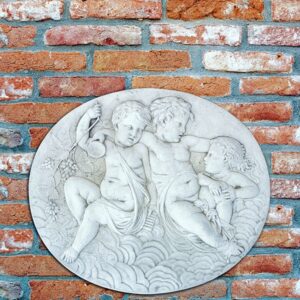Bassorilievo Angeli - arredo da giardino in graniglia di marmo di Carrara 100% Made in Italy