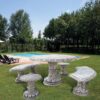 Tavolo circolare friuli grande - arredo da giardino in graniglia di marmo di Carrara 100% Made in Italy