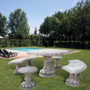Tavolo circolare friuli grande - arredo da giardino in graniglia di marmo di Carrara 100% Made in Italy