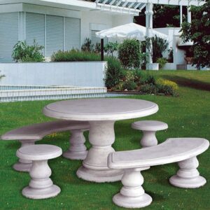 Salottino Mavina - arredo da giardino in graniglia di marmo di Carrara 100% Made in Italy.