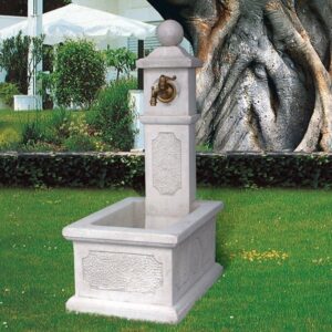 Fontana Martina - fontana da giardino con rubinetto in cemento bianco 100% made in italy